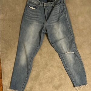 Lucky Brand Blue Cropped Ankle Jeans with Distressed Details